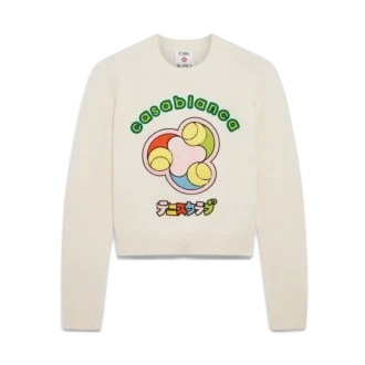 Tennisbal Merino gebreide trui met ronde hals