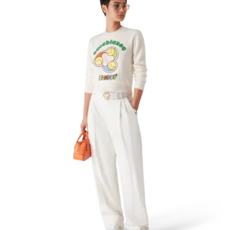 Tennisbal Merino gebreide trui met ronde hals