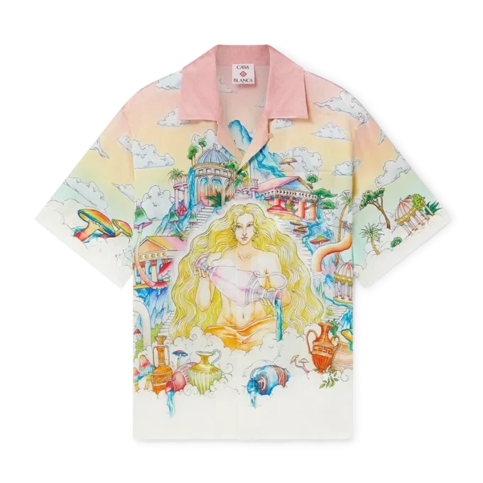 The Road to Knowledge zijden overhemd met korte mouwen