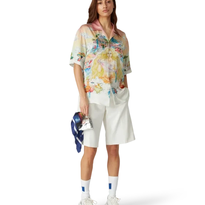 The Road to Knowledge zijden overhemd met korte mouwen