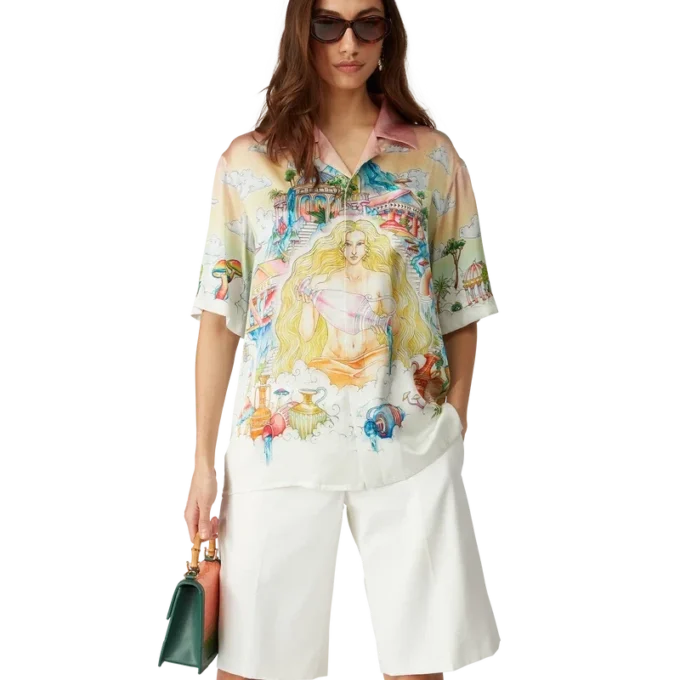 The Road to Knowledge zijden overhemd met korte mouwen