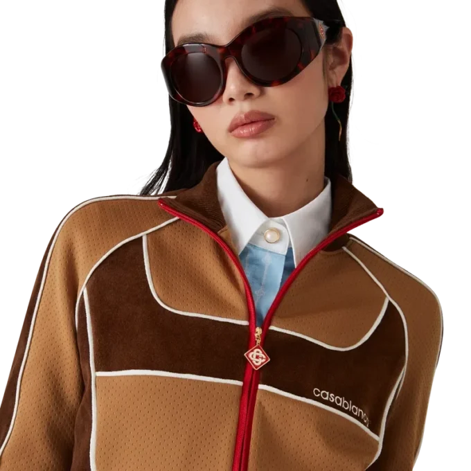 Trainingsjack met chenille panelen