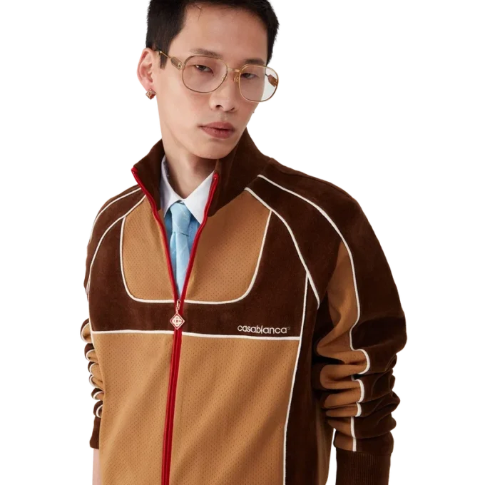 Trainingsjack met chenille panelen Trainingsjack met chenille panelen