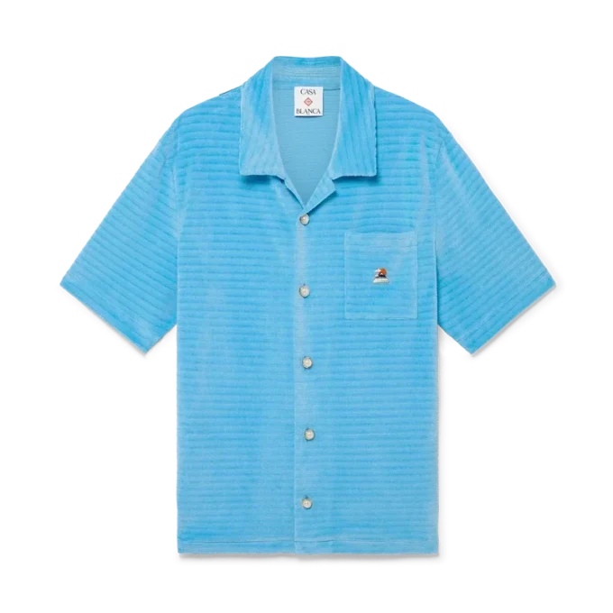 Velours gestreept overhemd met korte mouwen