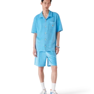 Velours gestreept overhemd met korte mouwen