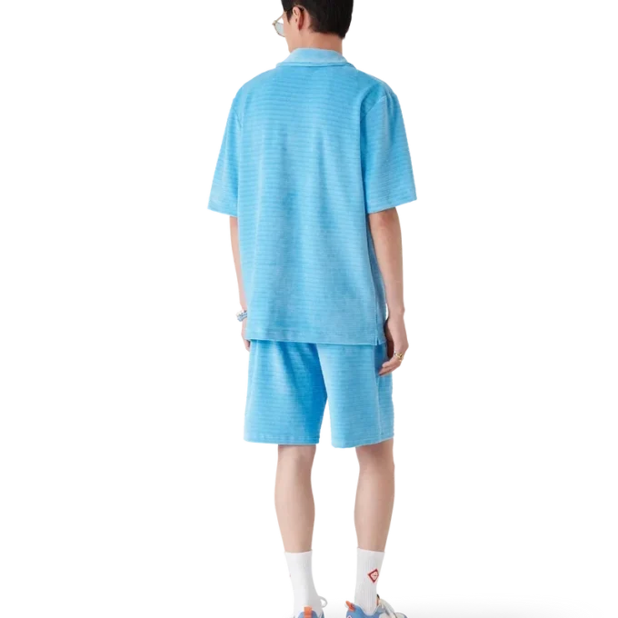 Velours gestreept overhemd met korte mouwen