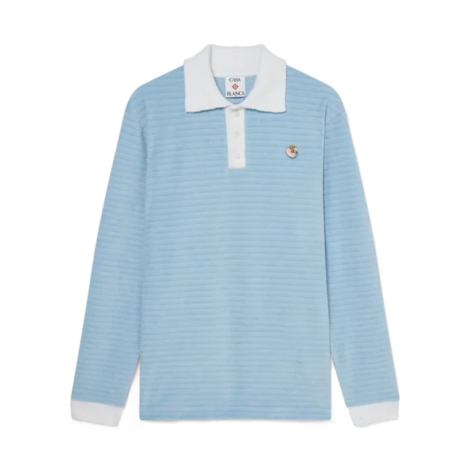 Velours gestreept poloshirt