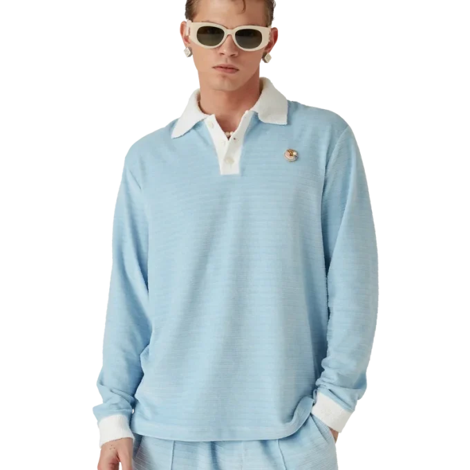 Velours gestreept poloshirt