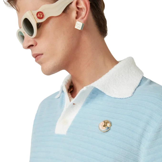 Velours gestreept poloshirt