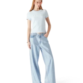 Velours T-shirt met korte mouwen voor dames