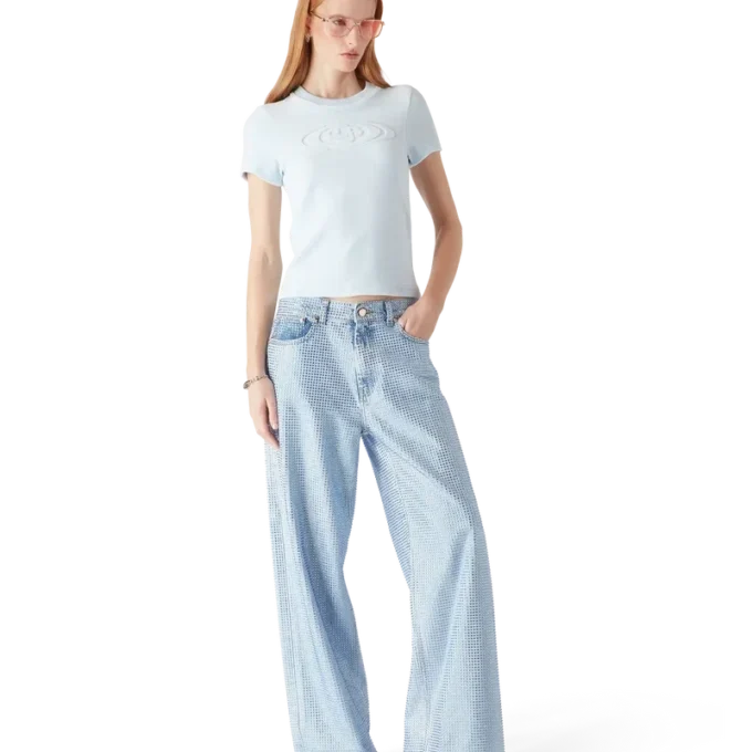 Velours T-shirt met korte mouwen voor dames