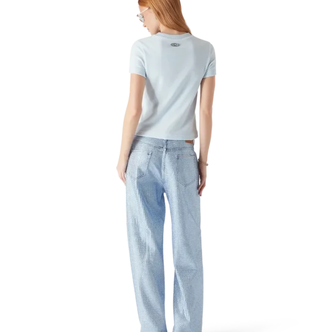 Velours T-shirt met korte mouwen voor dames