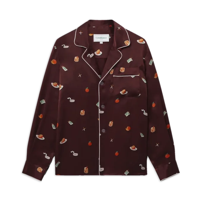 Vices pyjama-overhemd van zijdesatijn