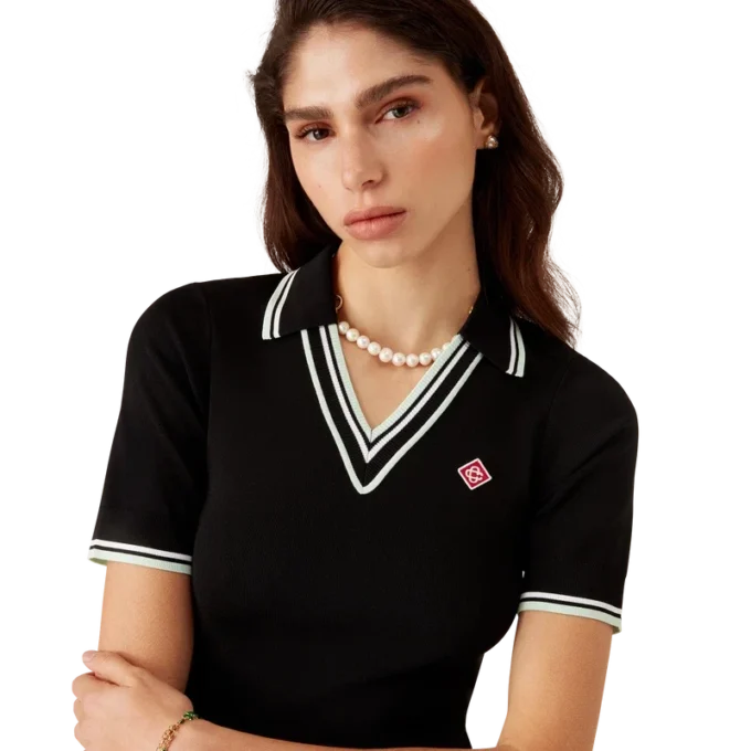 Viscose polojurk met V-hals