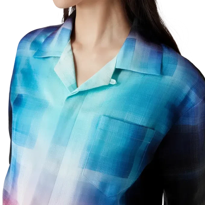 Viscosemix overhemd met korte mouwen en kleurverloopruit