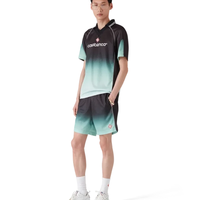 Voetbalshort met monogram in jacquard met kleurverloop