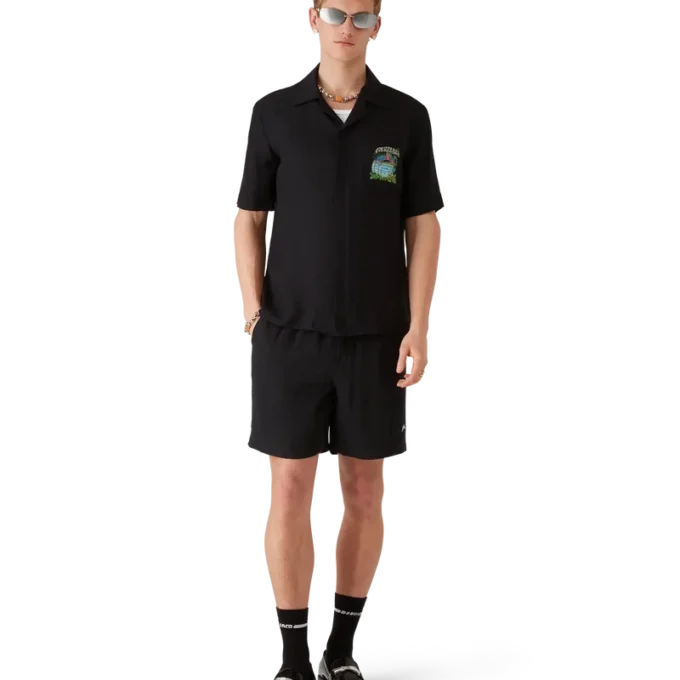 Volcano klassiek jacquardoverhemd met korte mouwen