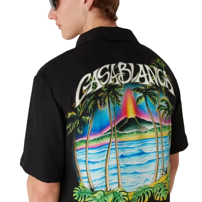 Volcano klassiek jacquardoverhemd met korte mouwen