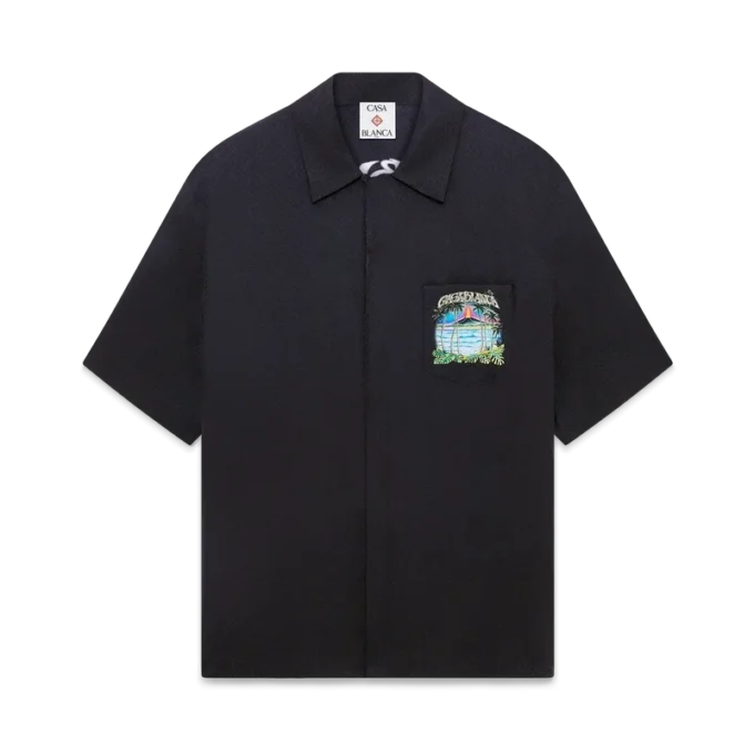 Volcano klassiek jacquardoverhemd met korte mouwen