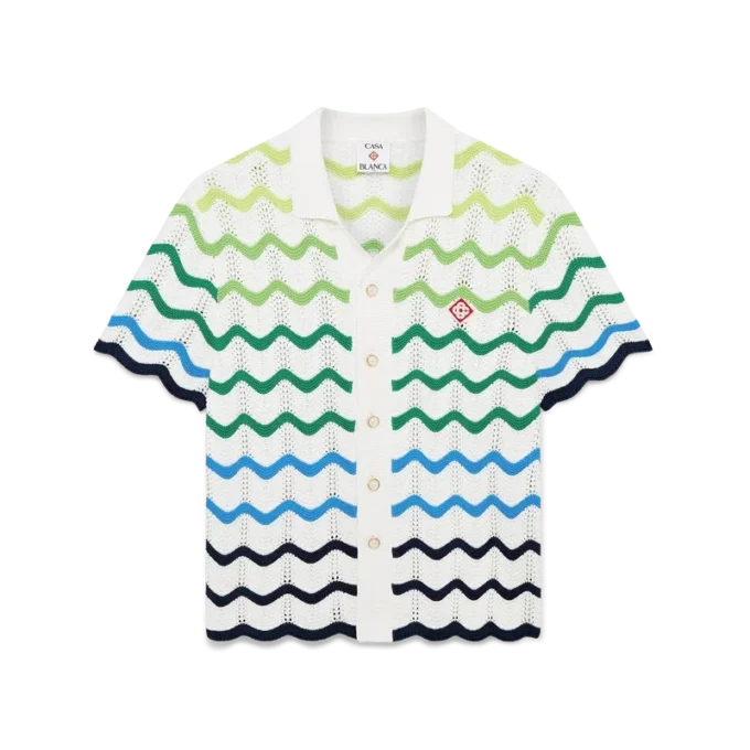 Wave gebreid overhemd met korte mouwen