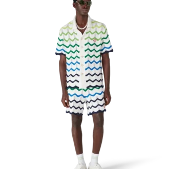 Wave gebreid overhemd met korte mouwen