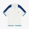 Wit & blauw gehaakt shirt met korte mouwen