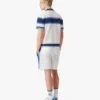 Wit-blauw gestreept mesh poloshirt met korte mouwen