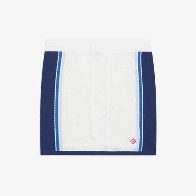 Wit-blauw gestreepte mesh-minirok Wit-blauw gestreepte mesh-minirok