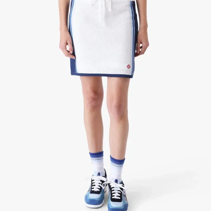 Wit-blauw gestreepte mesh-minirok Wit-blauw gestreepte mesh-minirok