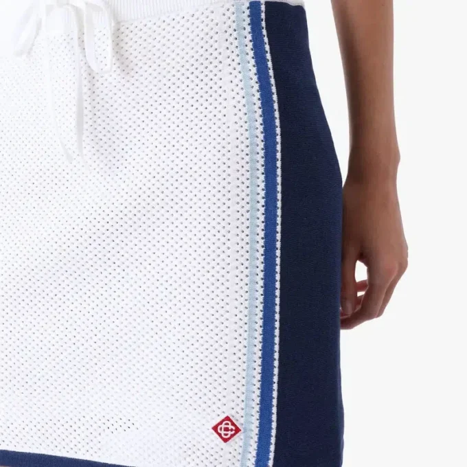 Wit-blauw gestreepte mesh-minirok Wit-blauw gestreepte mesh-minirok