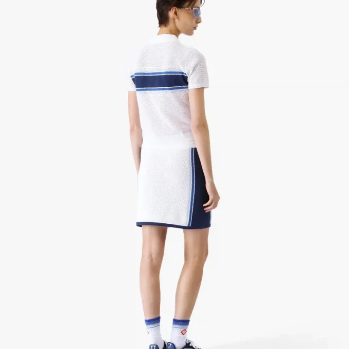 Wit-blauw gestreepte mesh top Wit-blauw gestreepte mesh top