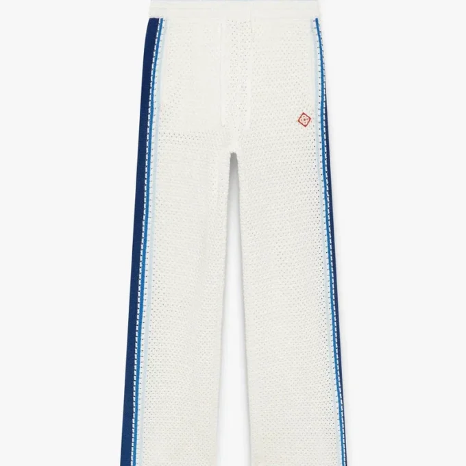 Wit-blauw gestreepte mesh trainingsbroek