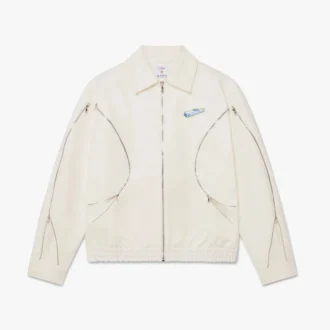 Wit katoenen drill-jack met rits Wit katoenen drill-jack met rits