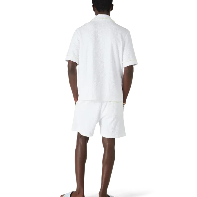 Wit klassiek badstof overhemd met korte mouwen