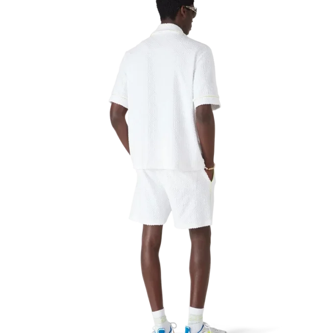 Wit klassiek badstof overhemd met korte mouwen