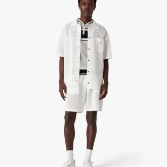 Wit mesh-overhemd met korte mouwen