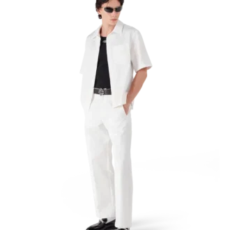 Wit monogram-overhemd met korte mouwen