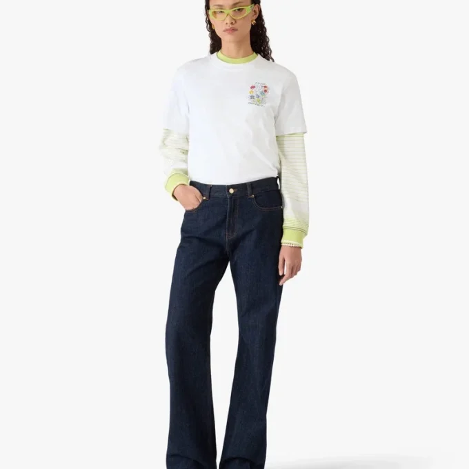 Wit T-shirt met korte mouwen en graffitiprint