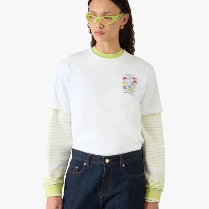 Wit T-shirt met korte mouwen en graffitiprint