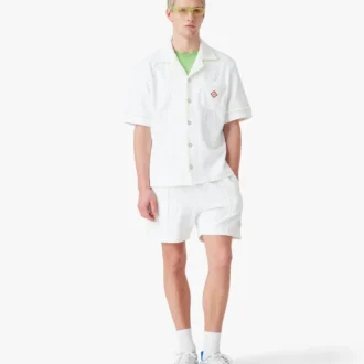 Witte badstof Shorts met monogram