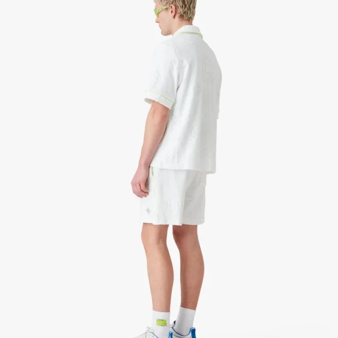 Witte badstof Shorts met monogram