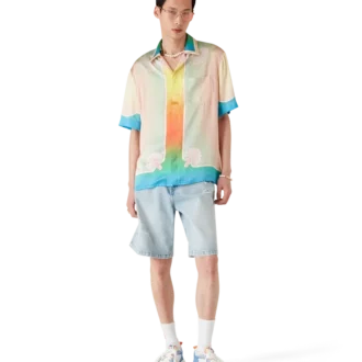 Witte en blauwe Court-sneaker voor heren