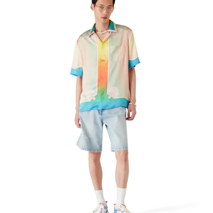 Witte en blauwe Court-sneaker voor heren