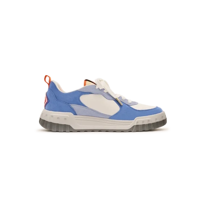 Witte en blauwe Court-sneaker voor heren