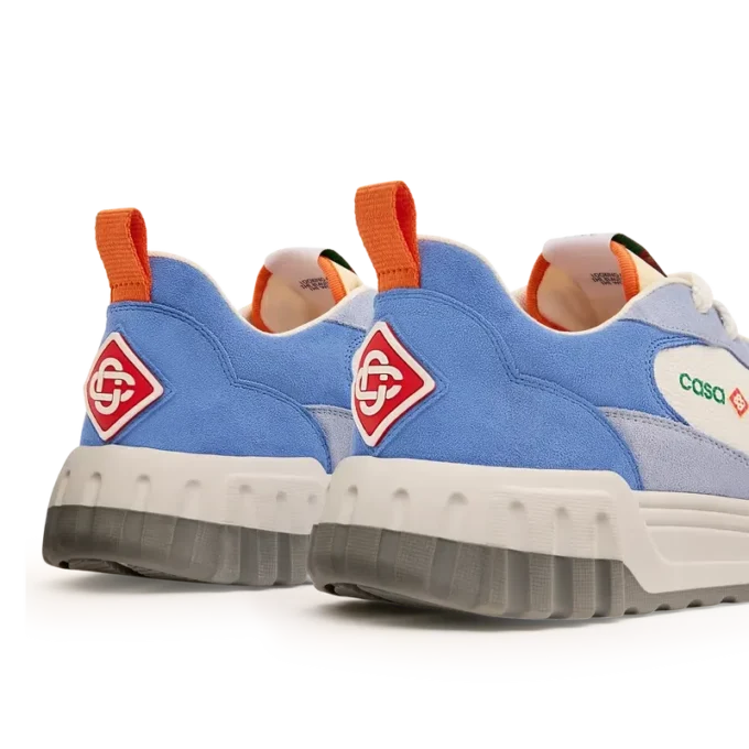 Witte en blauwe Court-sneaker voor heren