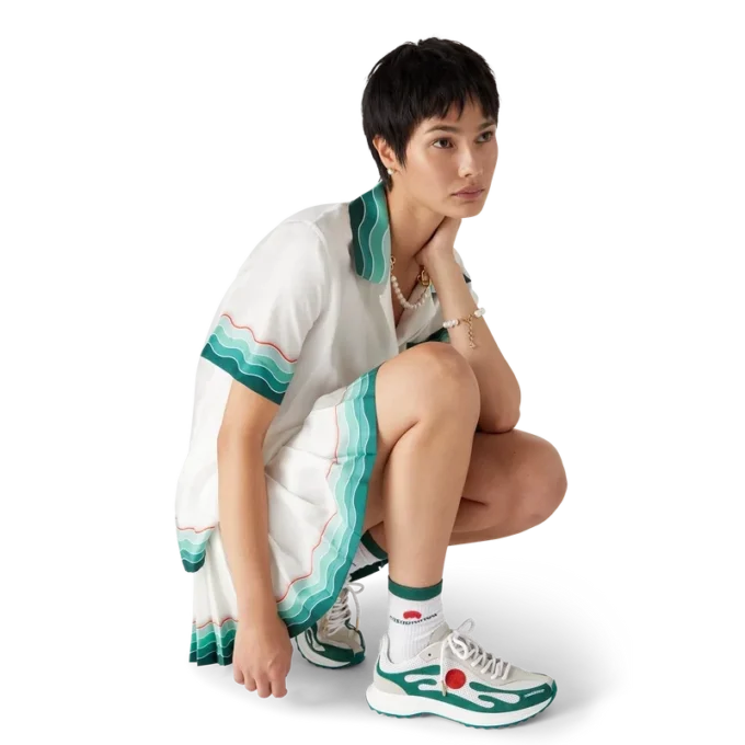 Witte en groene Stade-sneaker voor dames Witte en groene Stade-sneaker voor dames