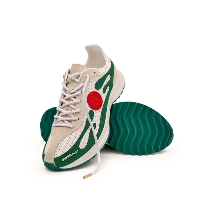 Witte en groene Stade-sneaker voor dames Witte en groene Stade-sneaker voor dames