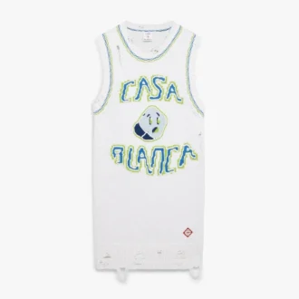 Witte, handgebreide mini-tanktopjurk Witte, handgebreide mini-tanktopjurk