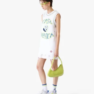 Witte, handgebreide mini-tanktopjurk Witte, handgebreide mini-tanktopjurk