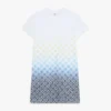 Witte T-shirtjurk met monogram in kleurverloop